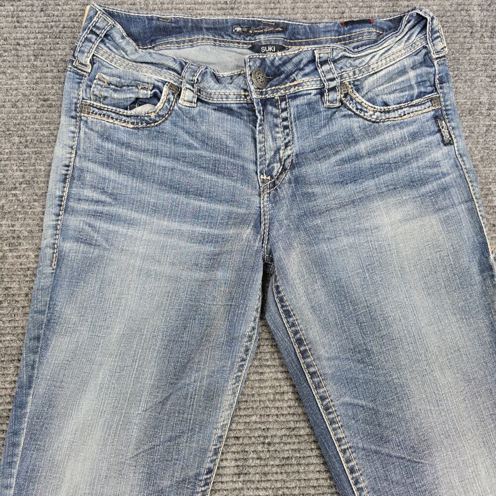 Silver Jeans Suki Mid Baby Boot Jeans Womens 31x33 Blue Stretch Western Y2K - Picture 4 of 9